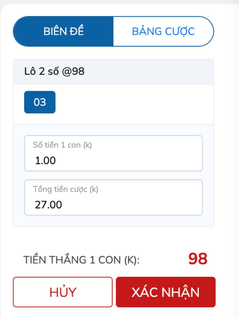 Cách Chơi Lô Đề Siêu Tốc Rikbet – Thắng Lớn Chỉ Sau 1 Phút! 3 Xác nhận cược và đặt tiền